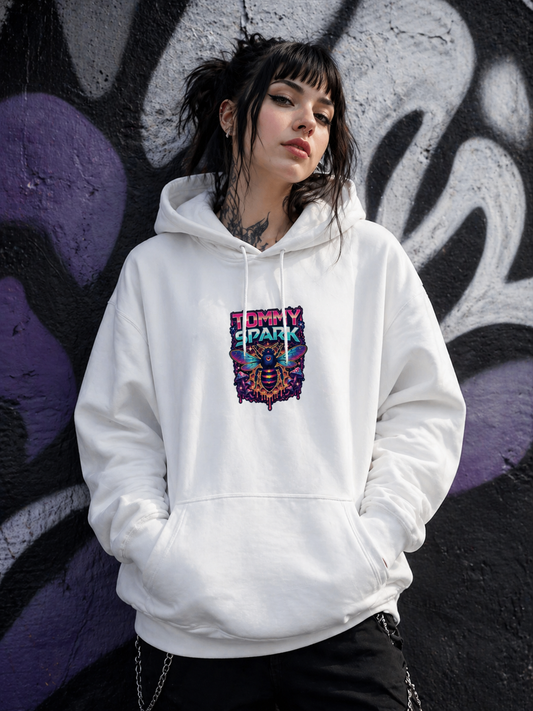 Sweat à capuche abeille psychédélique néon unisexe