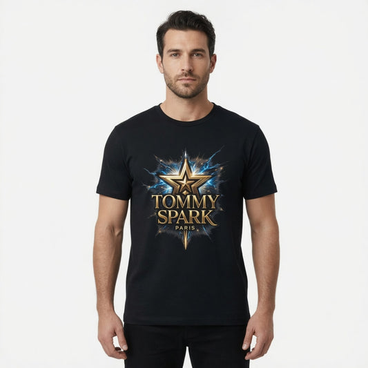 Tommy Spark Paris Luxury Star T-Shirt - Black Heavy Cotton Gildan 5000