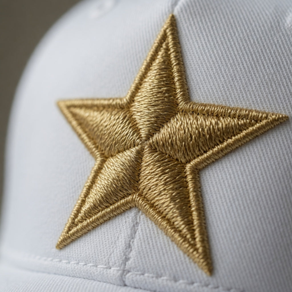 Tommy Spark Paris Luxury Trucker Cap | 5-Panel Yupoong 6006 | Premium Gold Star Hat