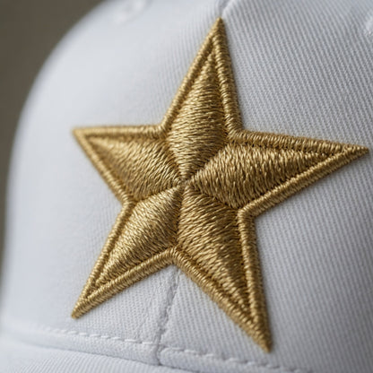 Tommy Spark Paris Luxury Trucker Cap | 5-Panel Yupoong 6006 | Premium Gold Star Hat