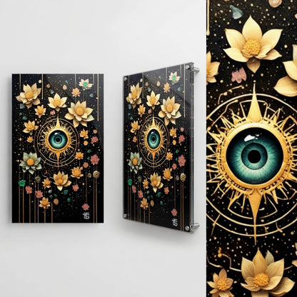 Acrylic Print "Golden Ascension" - Troisième Œil Cosmique Luxe Doré - Art Abstrait Tommy Spark