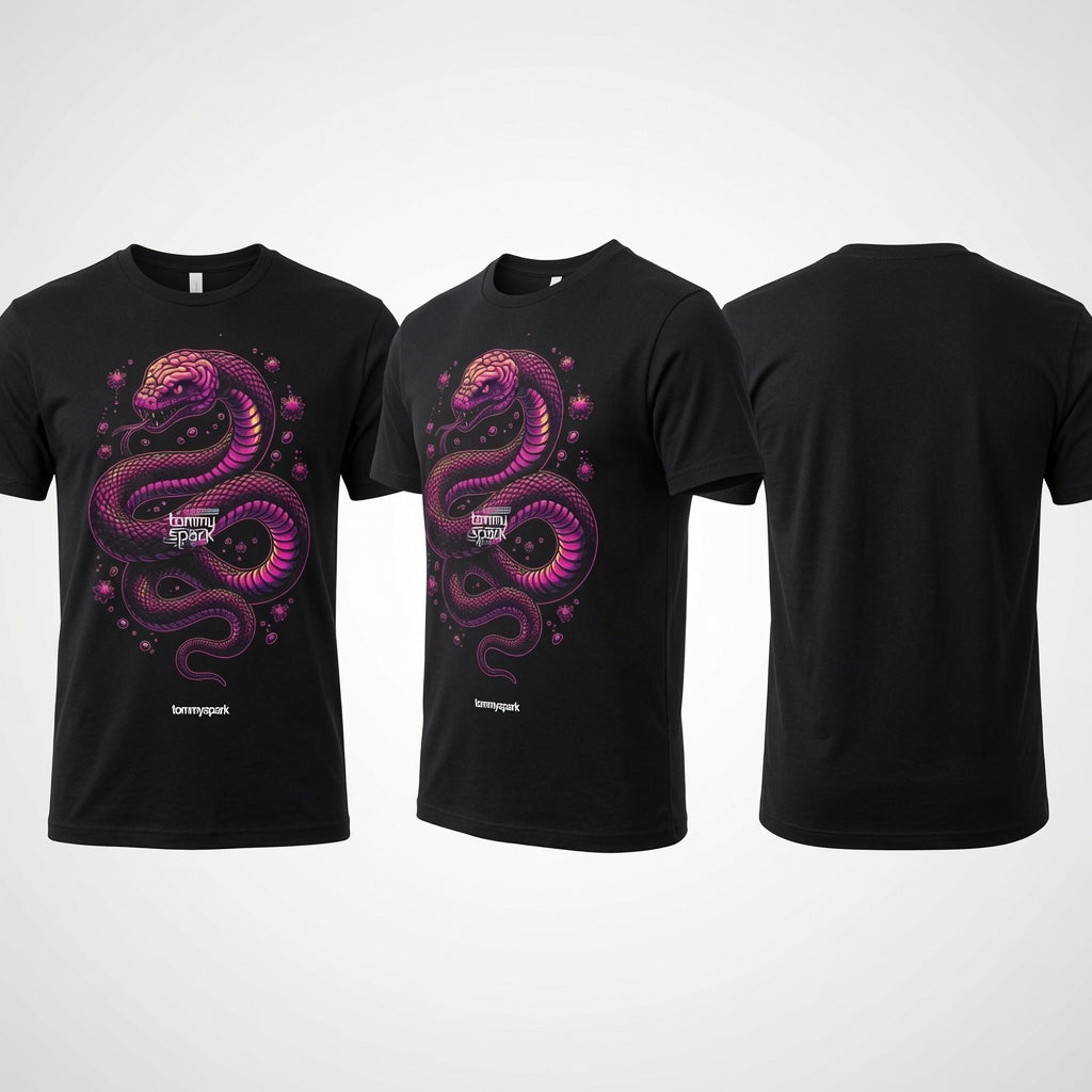 T-Shirt Serpent Cerveau Psychédélique Neon Unisexe - Tommy Spark Bella + Canvas - Design Trippy Streetwear Festival