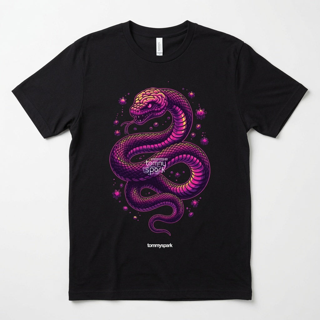 T-Shirt Serpent Cerveau Psychédélique Neon Unisexe - Tommy Spark Bella + Canvas - Design Trippy Streetwear Festival