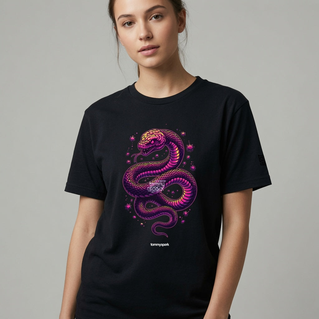 T-Shirt Serpent Cerveau Psychédélique Neon Unisexe - Tommy Spark Bella + Canvas - Design Trippy Streetwear Festival