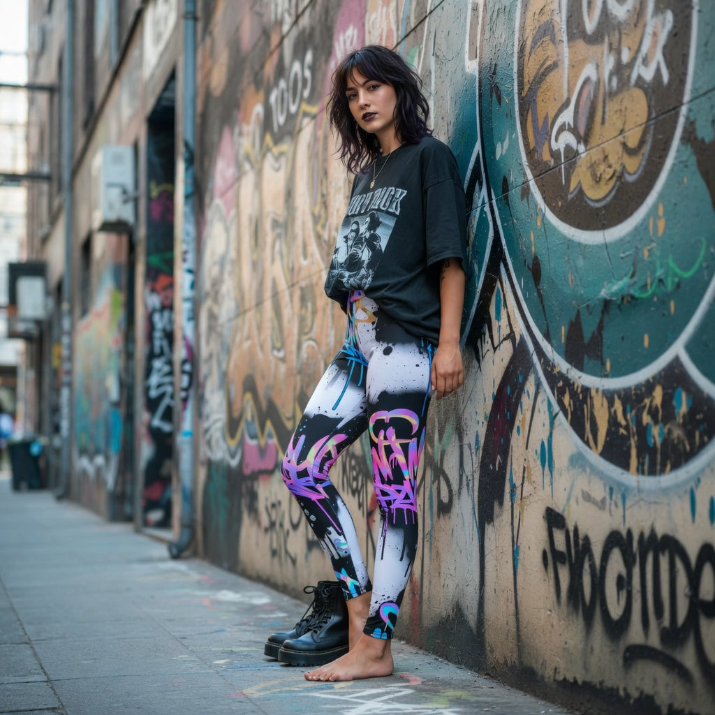 Legging de Yoga Graffiti Taille Haute Femme