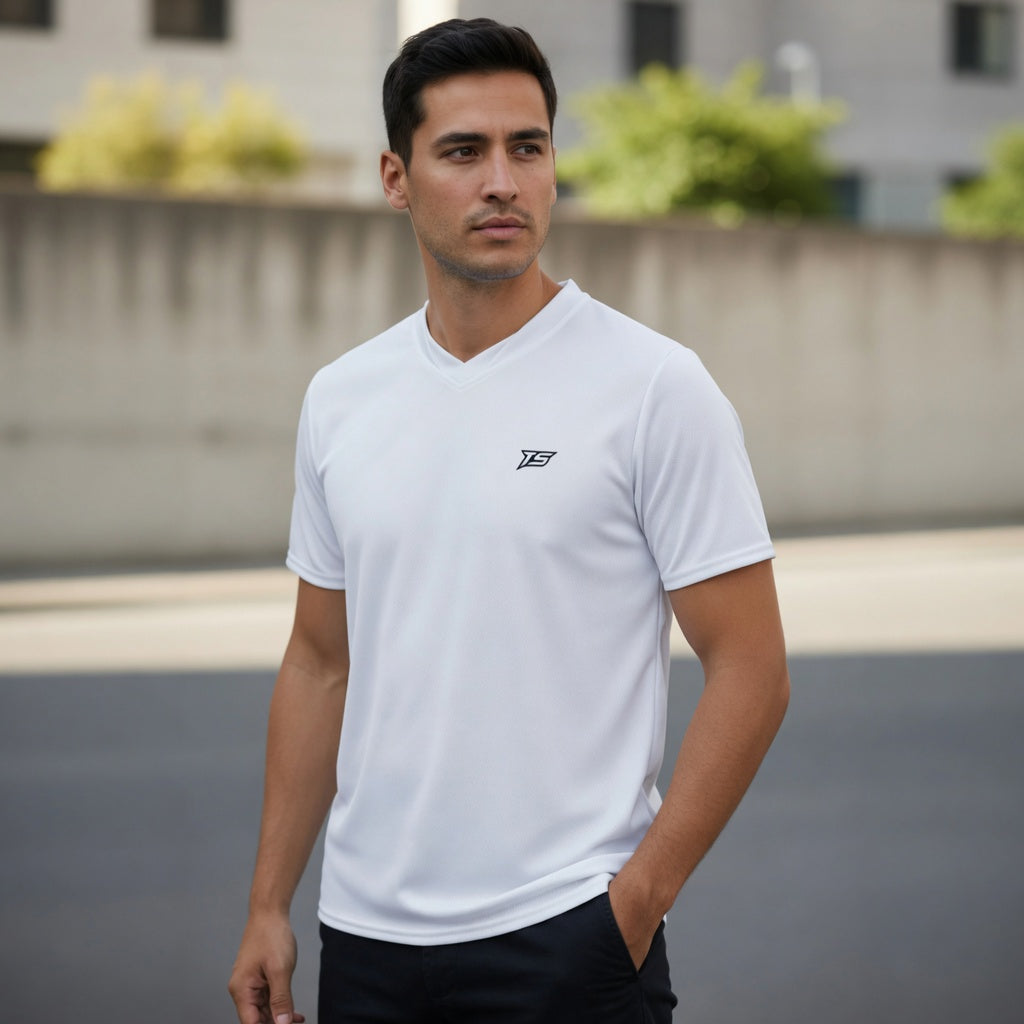 Recyceltes Unisex-Sportshirt mit V-Ausschnitt UPF50