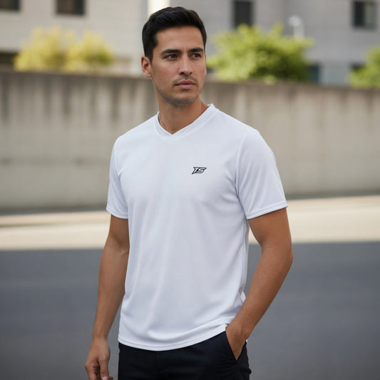 Maillot de sport recyclé unisexe col V UPF50