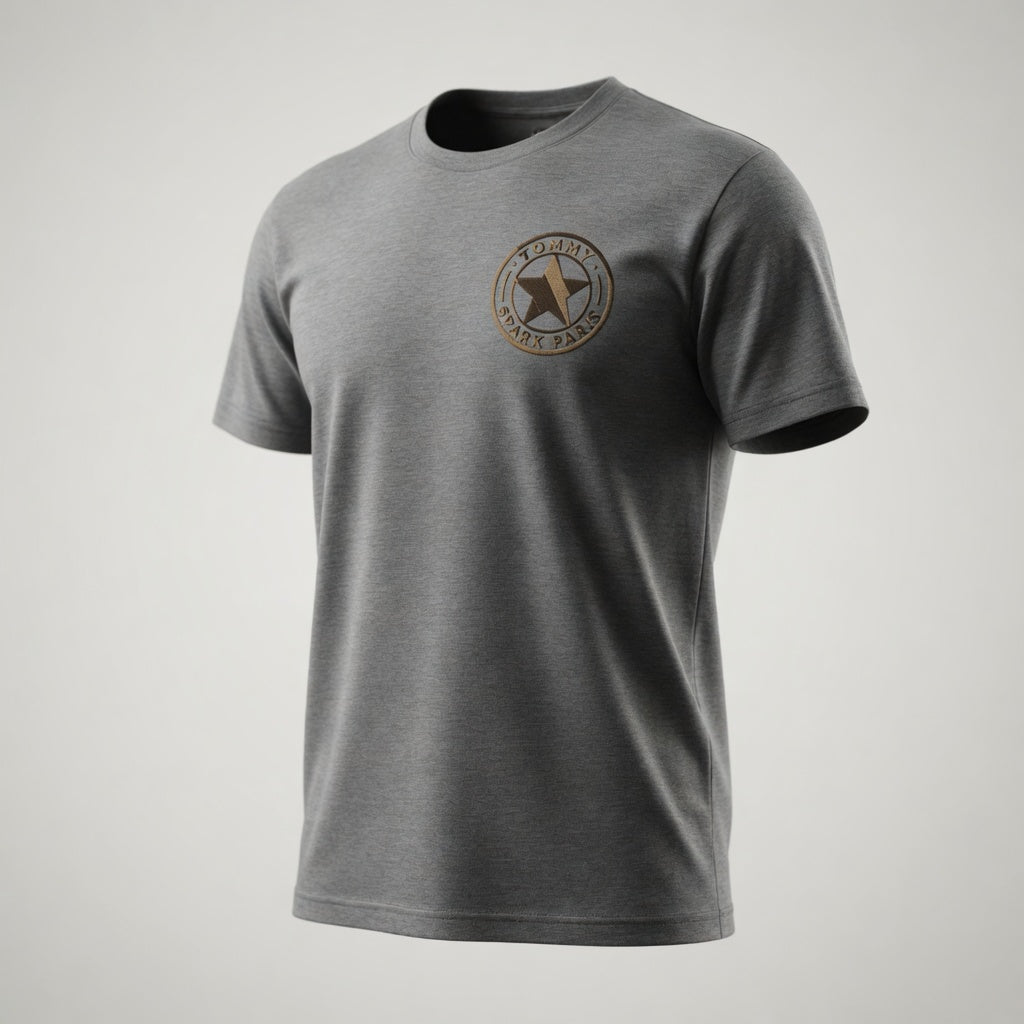 Tommy Spark Paris Luxury Star T-Shirt - Gray Heavy Cotton Gildan 5000 Unisex Crewneck